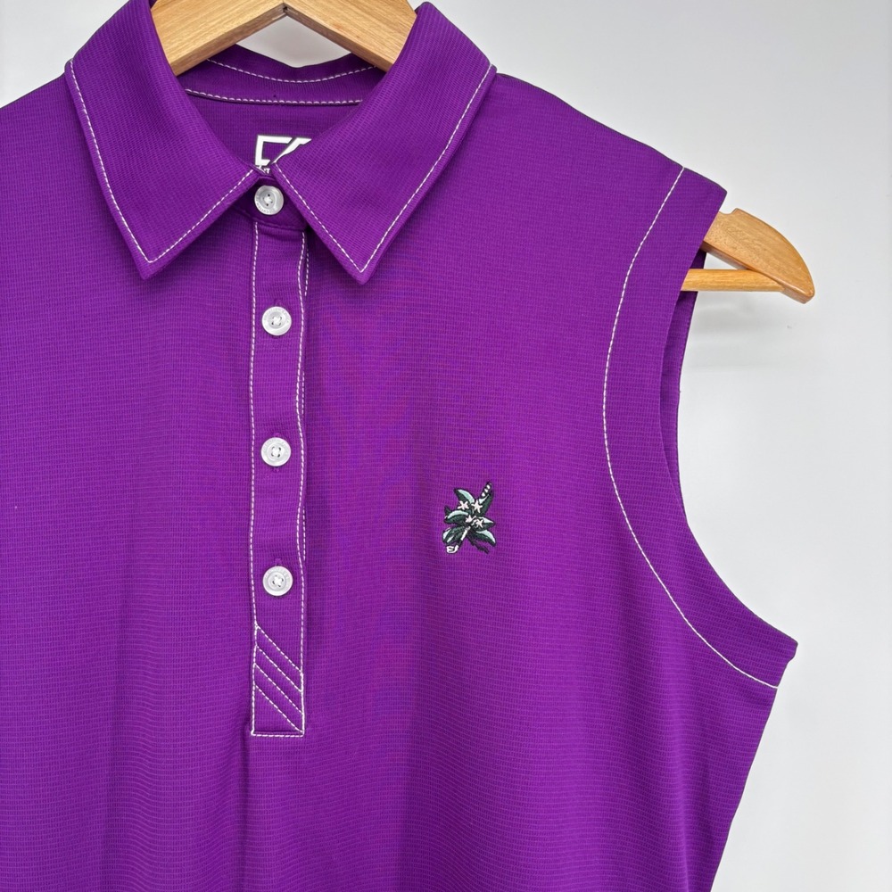 Cutter & Buck Womens Purple DryTec Sleeveless Golf Polo Top‎ UPF 50+ Medium - Picture 4 of 10